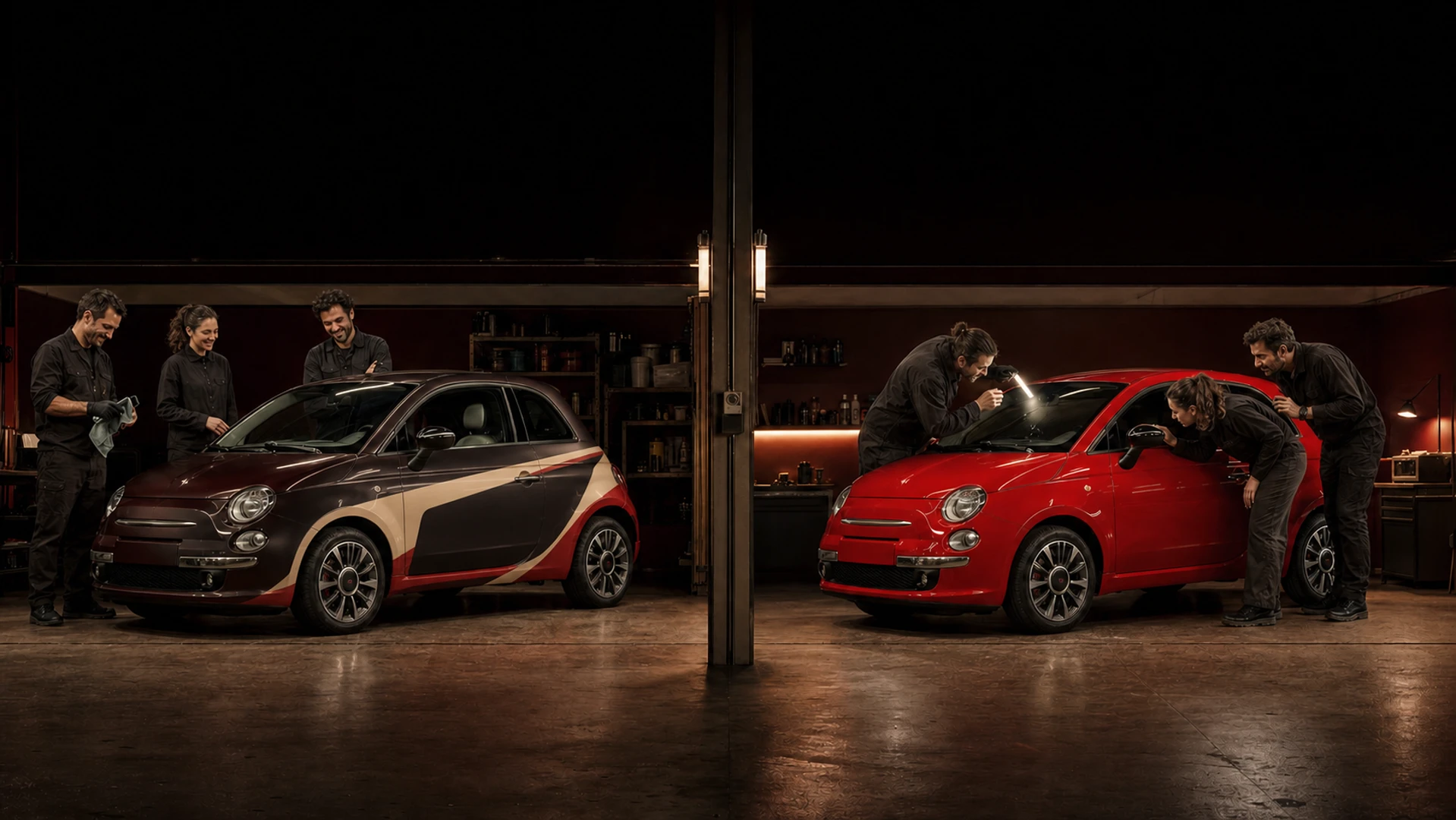 Команда TINTOBRO рядом с Fiat 500